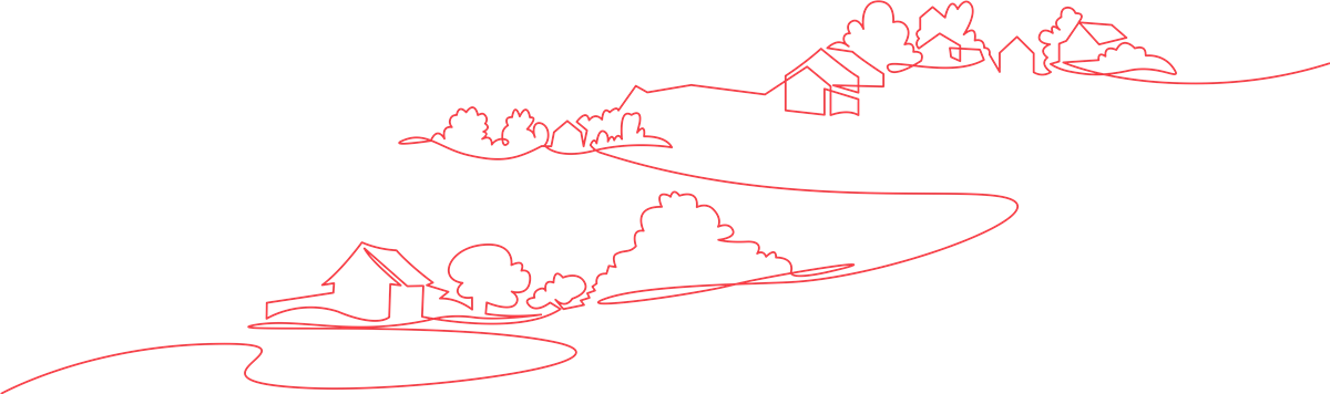 Illustrasjon av vegar og bustadar - Klikk for stort bilete