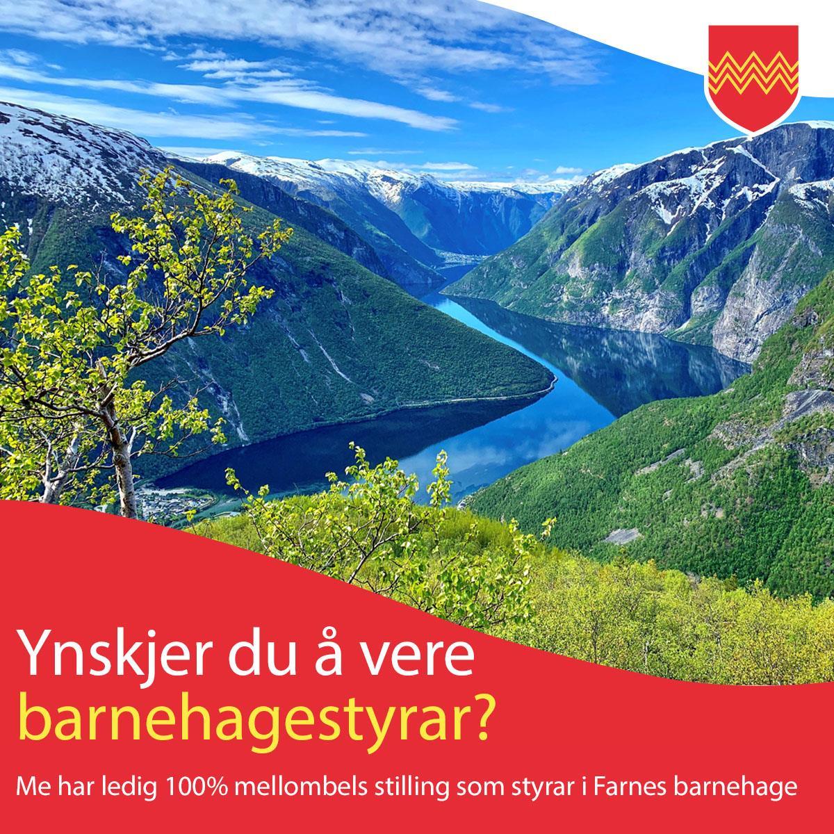 Naturbilete frå Årdal som følgjer utlysing av stilling som Barnehagestyrar - Klikk for stort bilete